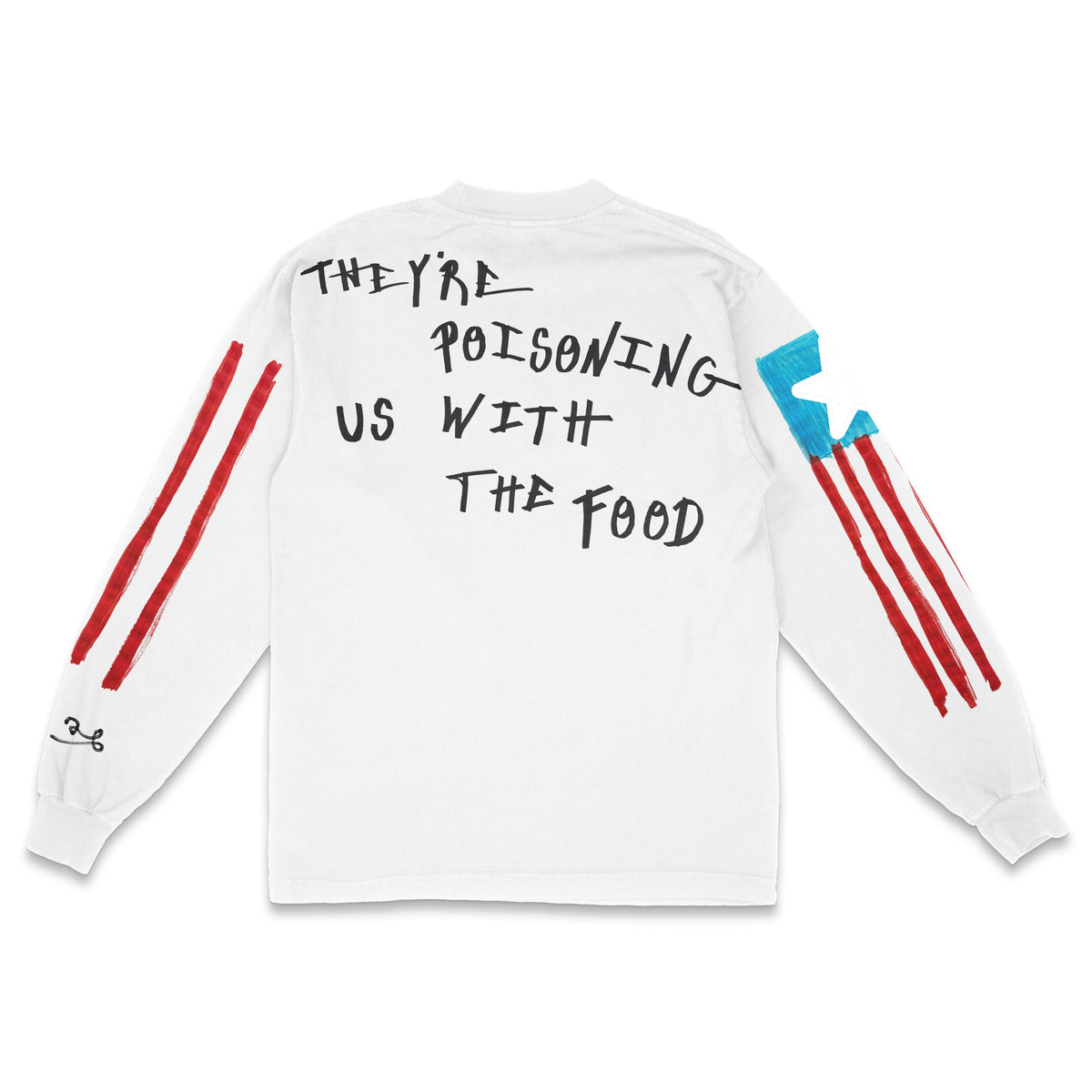 Adgang Forbudt Håndmalet Langærmet T-shirt – Hvid